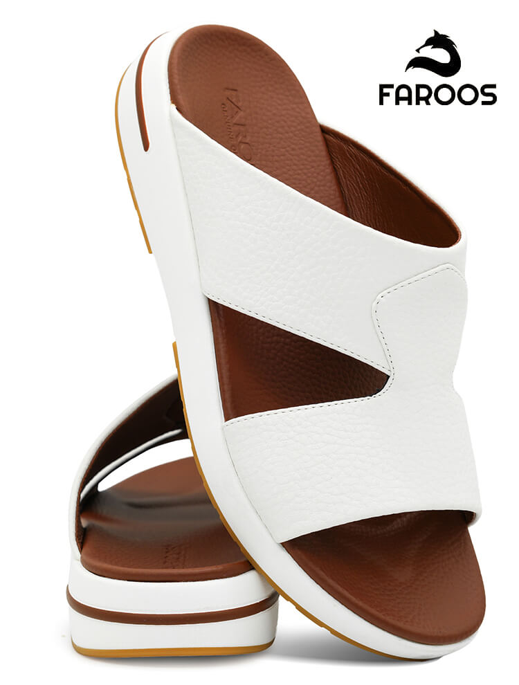Faroos[F564]M226 White Gents Arabic Sandal