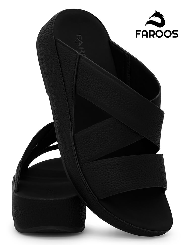 Faroos[F577]M023 Black Gents Arabic Sandal