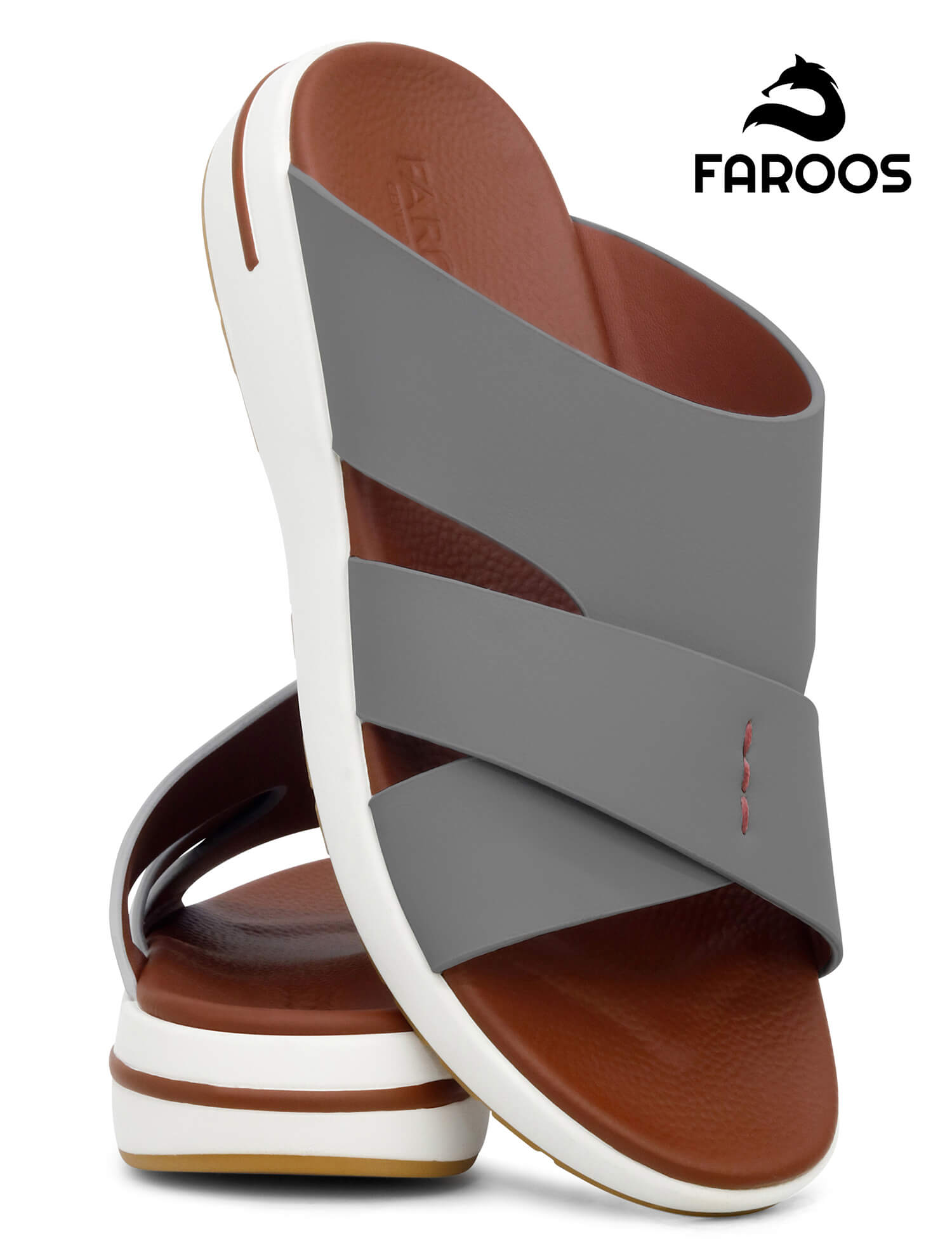 Faroos[F582]M237 Grey Gents Arabic Sandal