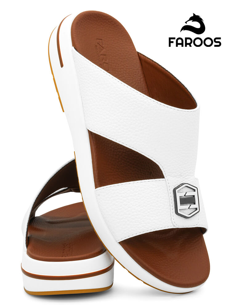 Faroos[F584]M234 White Gents Arabic Sandal