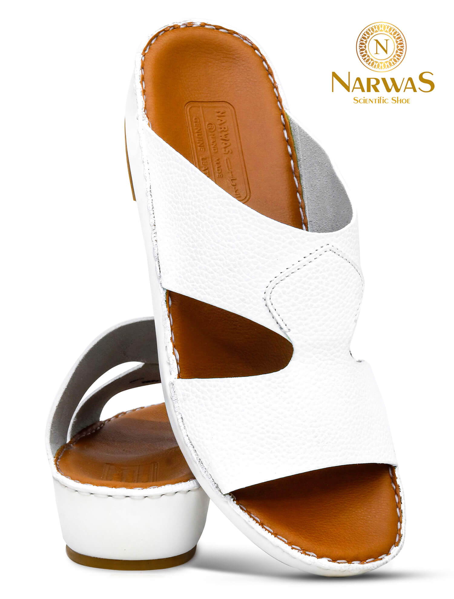 Narwas [NG152] 411 White Tan Gents Sandal