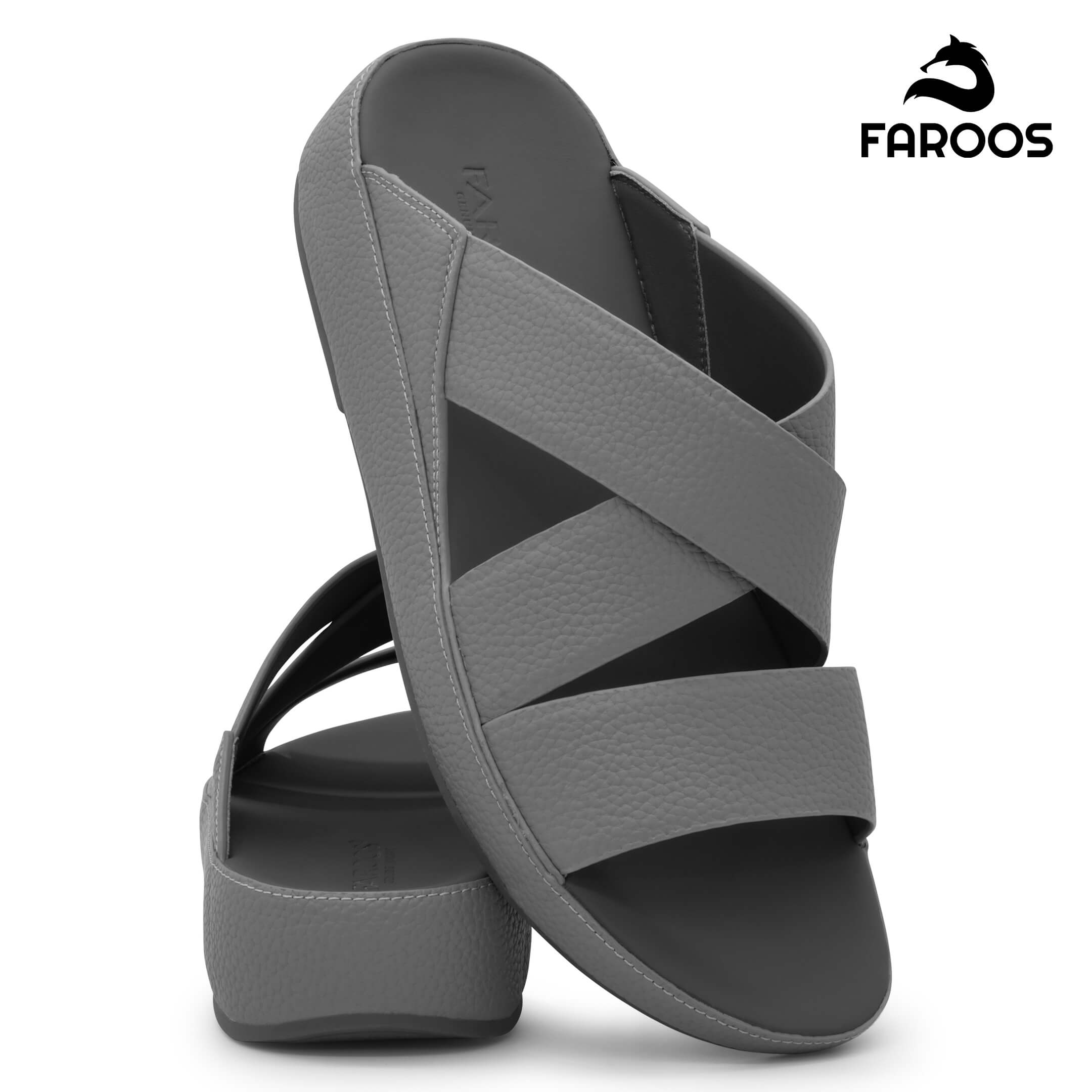 Faroos[F578]M023-Grey-Gents-Arabic-Sandal-40