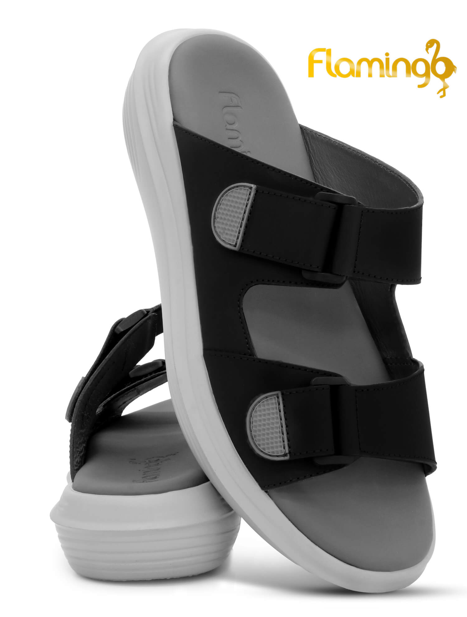 Flamingo Premium[FG132]8078 Black Gray Gents Arabic Sandal