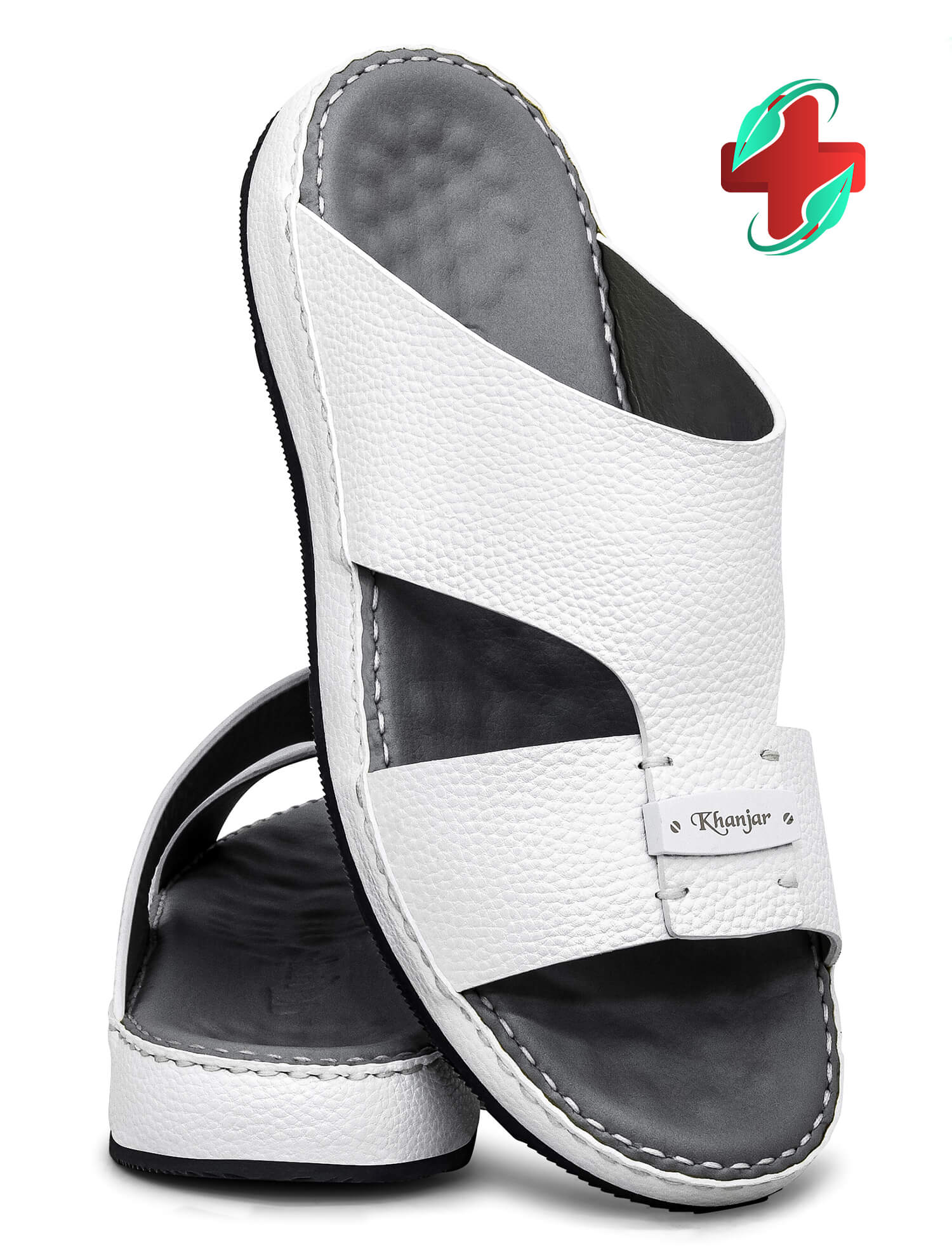 Khanjar[KH21]3008 MEDICAL White Gents Arabic Sandal