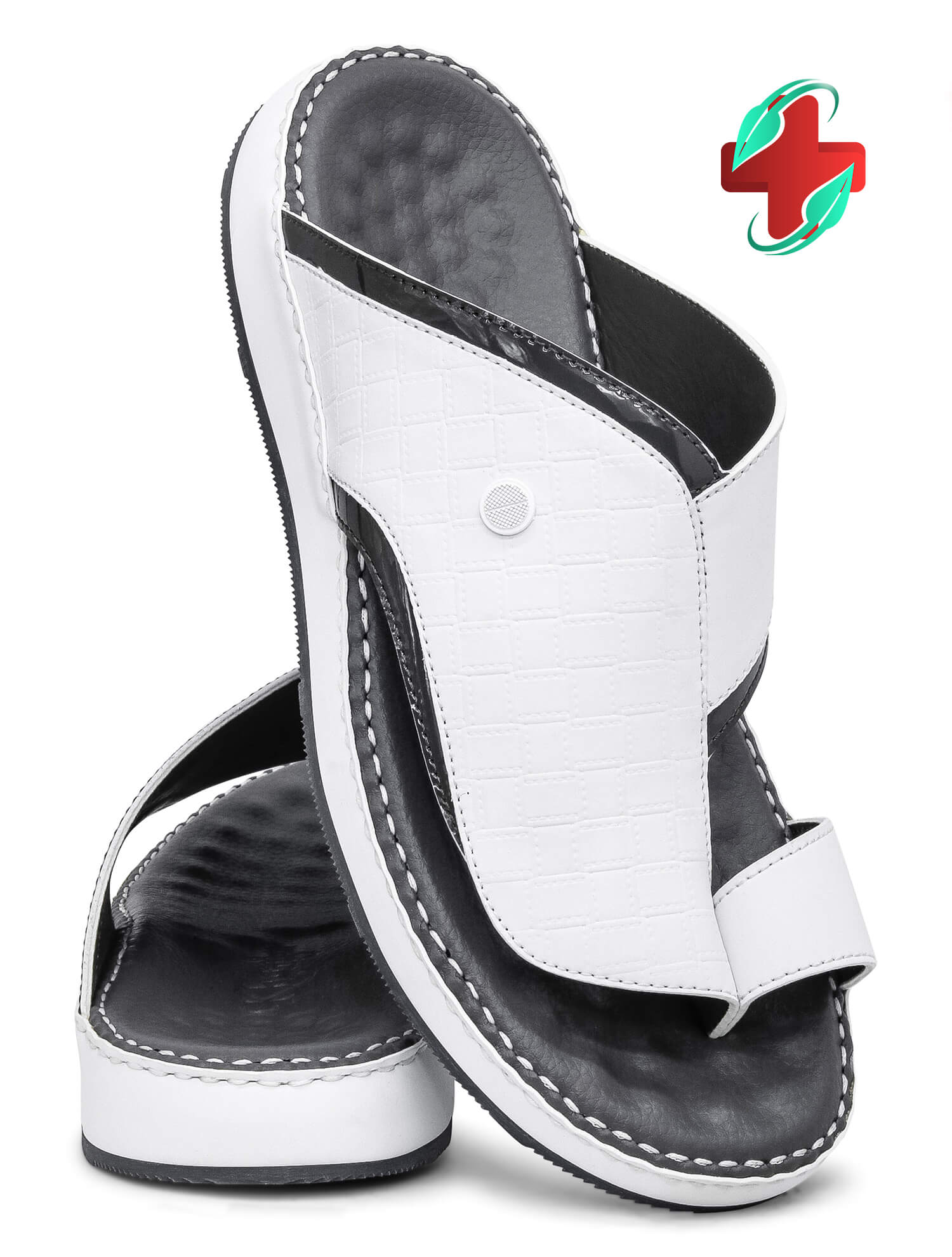Khanjar[KH22]3004 MEDICAL White Gents Arabic Sandal